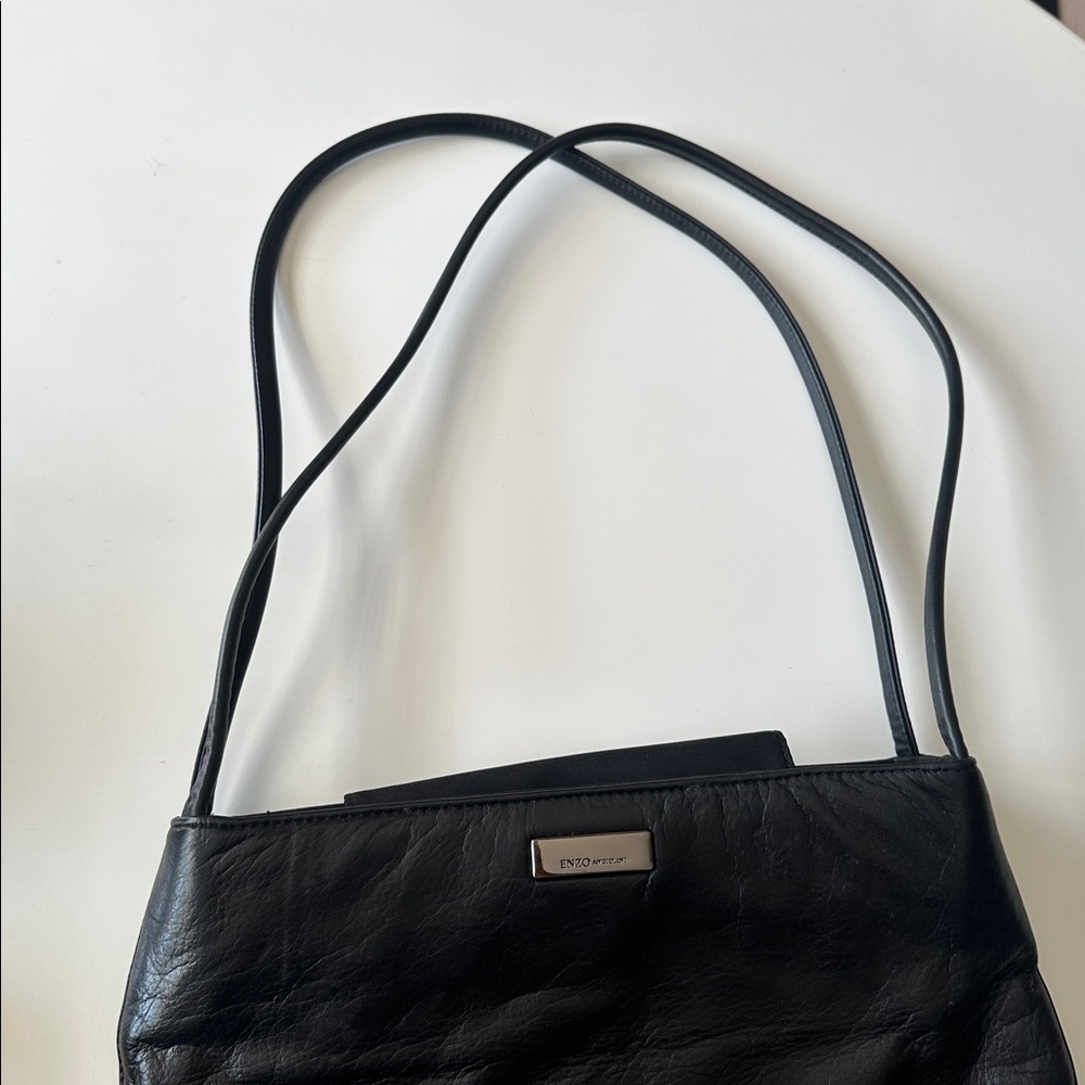 EUC Enzo Angiolini Black Leather Shoulder Bag with double straps - Picture 2 of 4